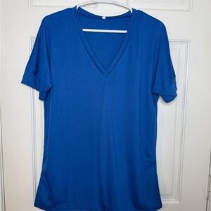 Blue V-Neck Women's Top